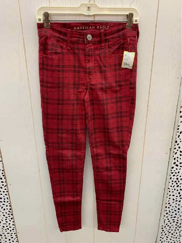 American Eagle Red Womens Size 4 Pants Trendy Wide-Leg Pants