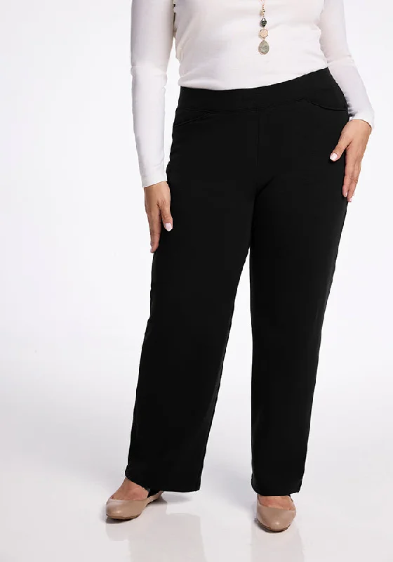 Ellie Wide Leg Pants Tall - Black Comfortable Denim Leggings