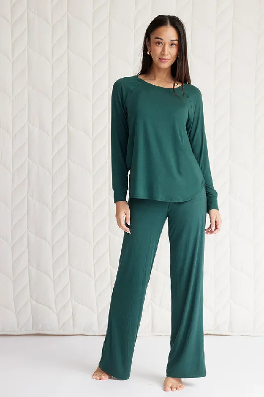 Relaxed Long Sleeve Top + Pajama Pant Relaxed Linen Pants