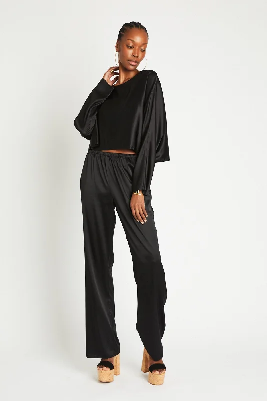 + Beryll Liz Silk Pants | Black Soft Stretch Pants