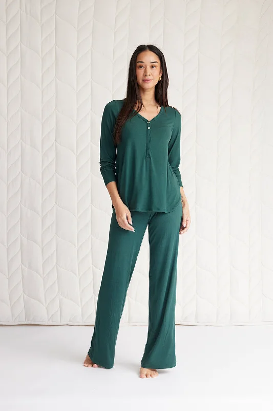 Henley Top + Pajama Pant Fashionable Sporty Pants