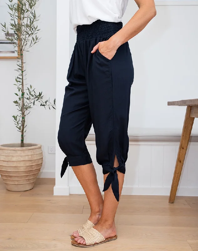 Freez Peace Out Pants - Navy Wide-Legged Palazzos