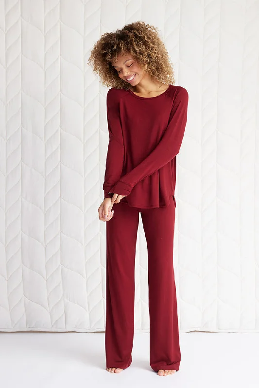 Relaxed Long Sleeve Top + Pajama Pant High-Waist Yoga Pants