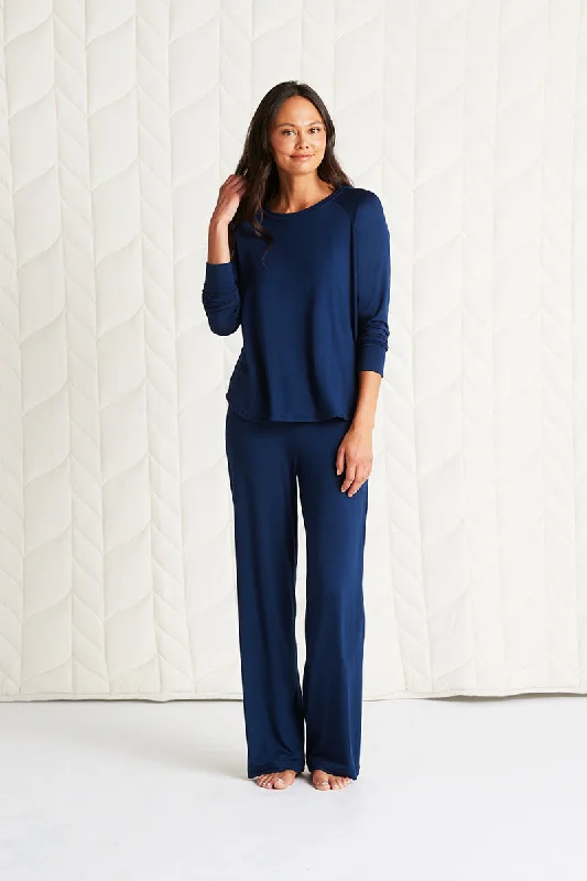 Relaxed Long Sleeve Top + Pajama Pant Classic Flared Pants