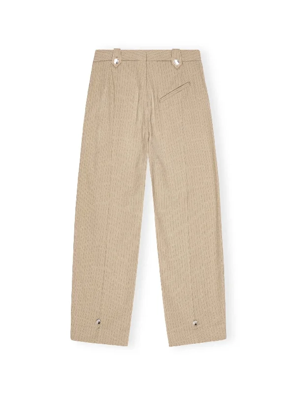 Melange Stripe Suiting Pants / Caribou Formal Linen Trousers