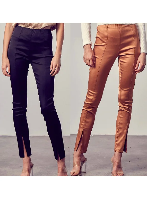 slit skinny satin pant Wide-Legged Palazzos