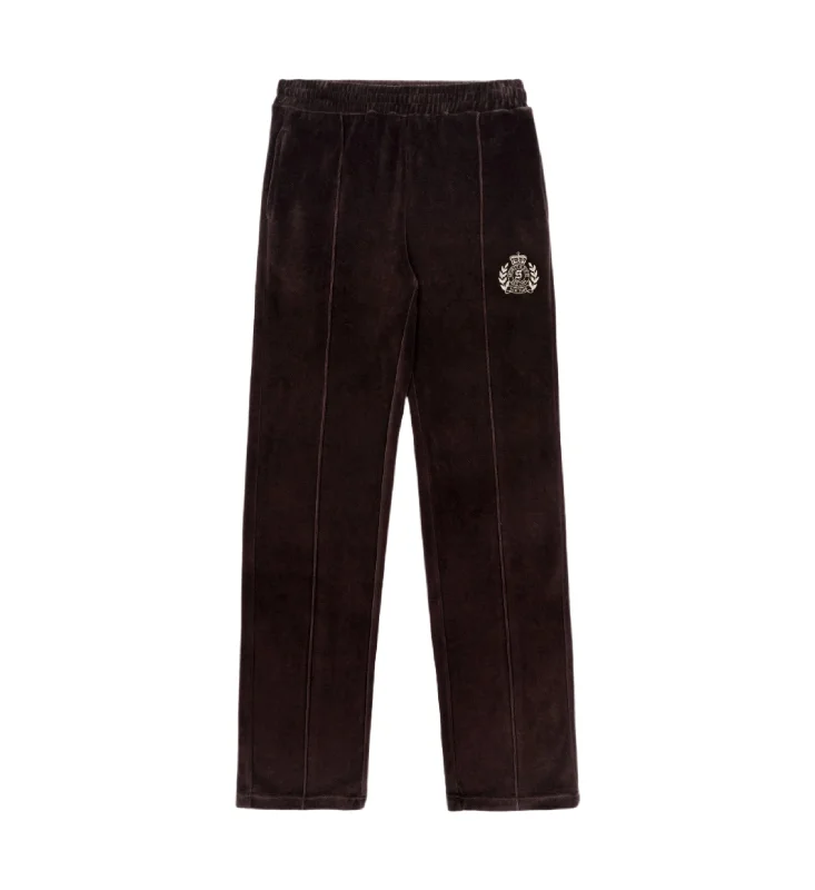 NY Crest Velour Track Pants (Chocolate) Stylish Slim Trousers