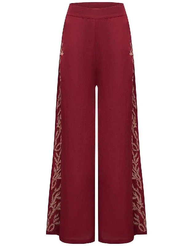 Palazzo Pants - Burgundy Comfortable Jogging Pants