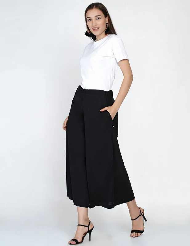 Black cotton flex culotte pant Comfortable Jogger Trousers