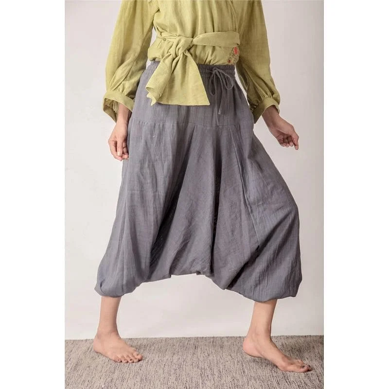 Women Grey Yoga Dhoti Pant Trendy Velvet Pants