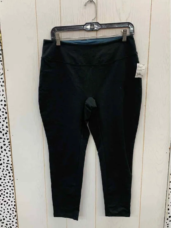 Woman With Control Black Womens Size S/M Pants Comfy Zip-Up Pants