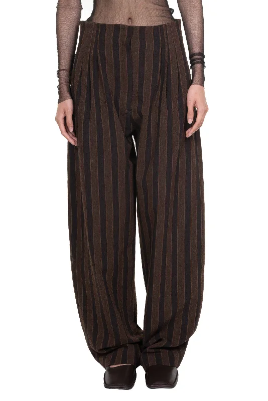 Marcel Pants Brown Stripes Classic Straight-Leg Pants