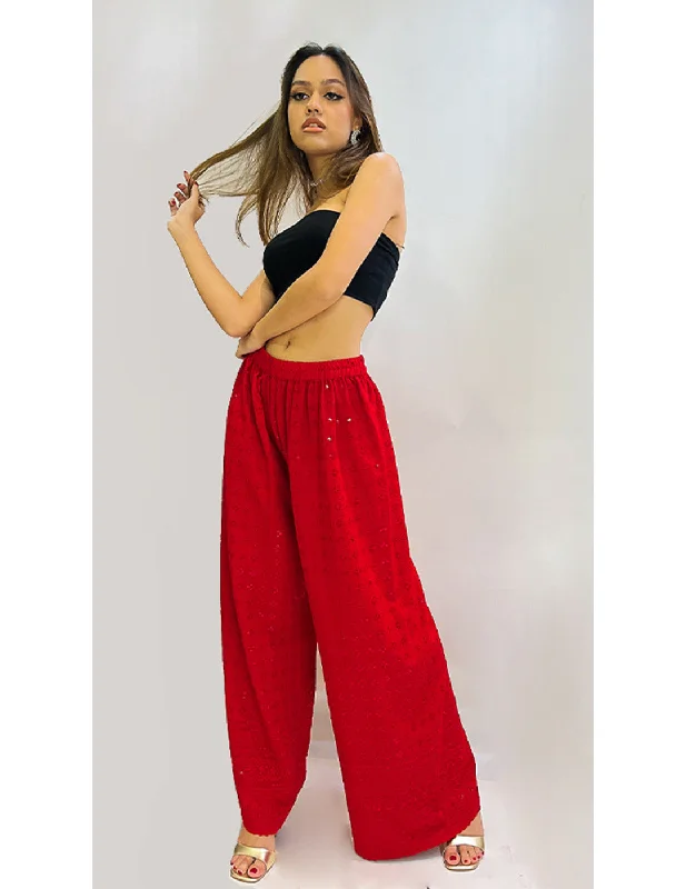 Red Thread Work Plazzo pants Soft Cotton Pants