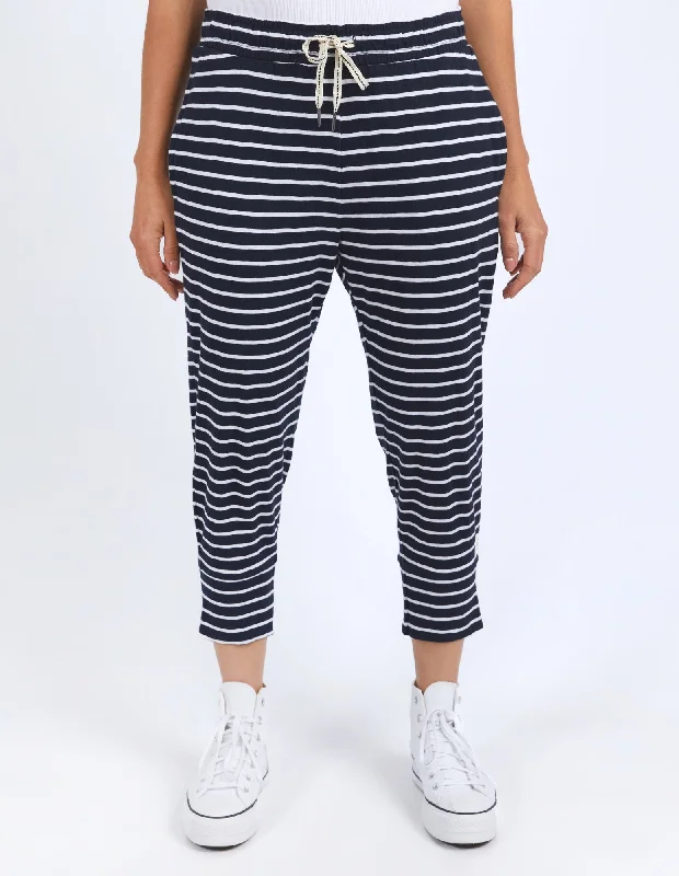 Elm Brunch Pant - Navy & White Stripe Trendy Work Pants