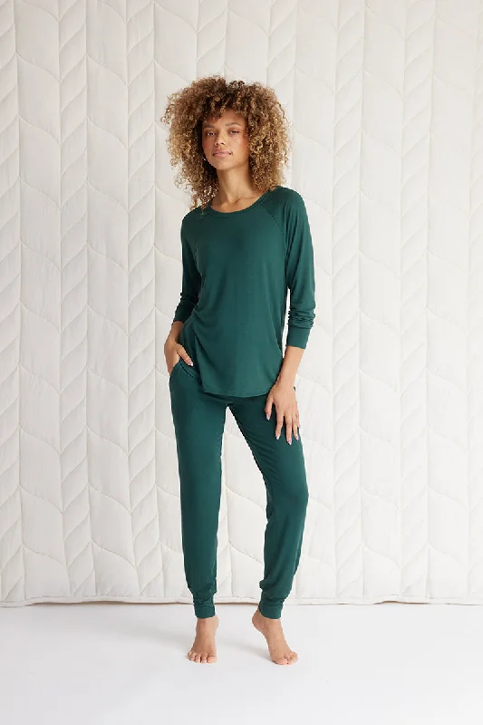 Relaxed Long Sleeve Top + Harem Pant Comfortable Fleece Pants