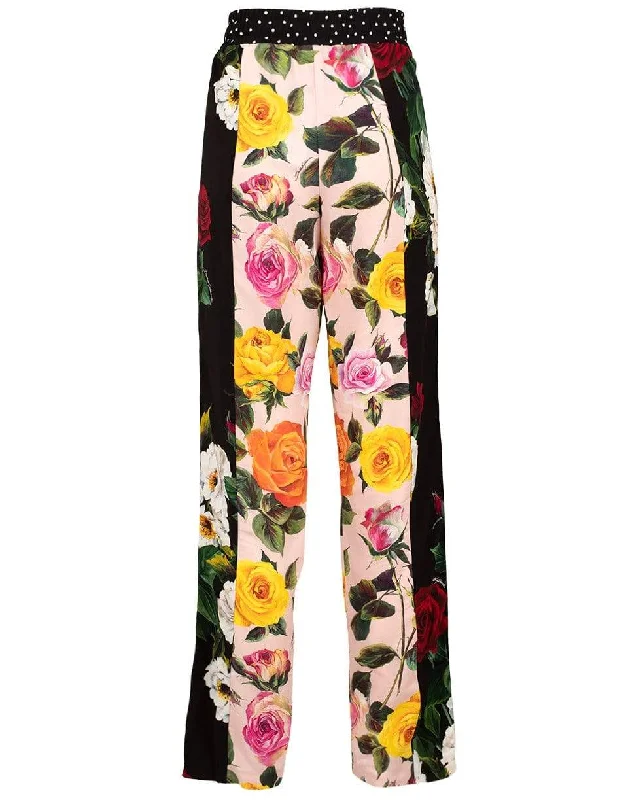 Floral Patchwork Jogger Track Pants Trendy Wide-Leg Pants