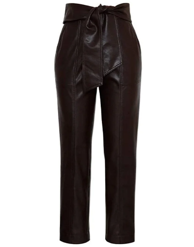 Tessa Vegan Leather Tie Waist Pant Soft Stretch Trousers