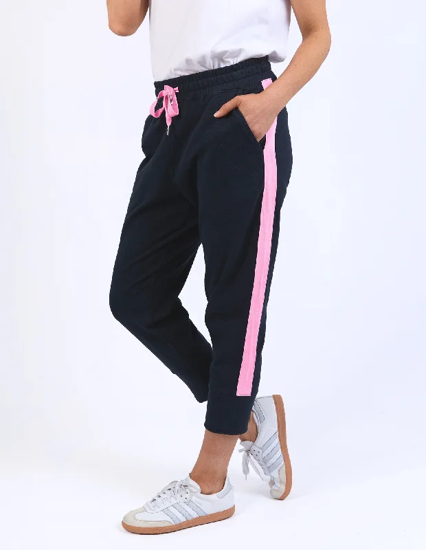 Elm Brunch Pant Side Tape - Navy / Pink Soft Cotton Pants