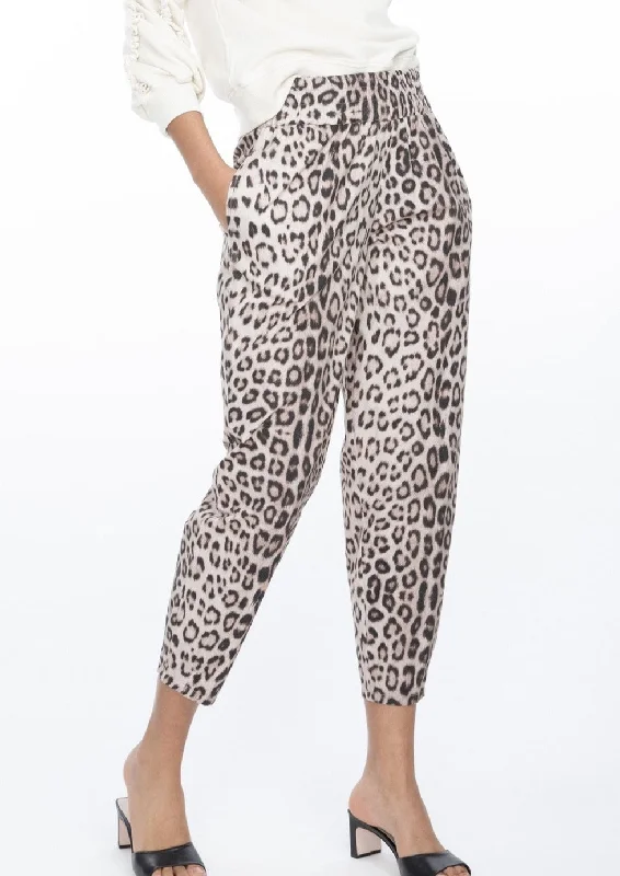 poplin leopard pull on pant Modern Stretch Trousers