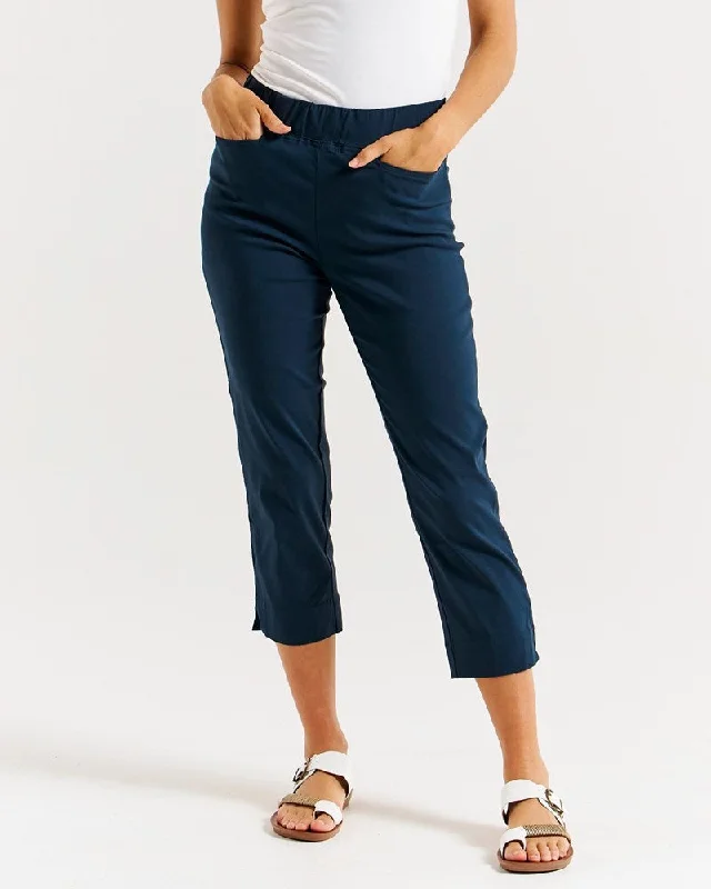 Betty Basics Crop Bengaline Pant - Navy Sleek Black Pants