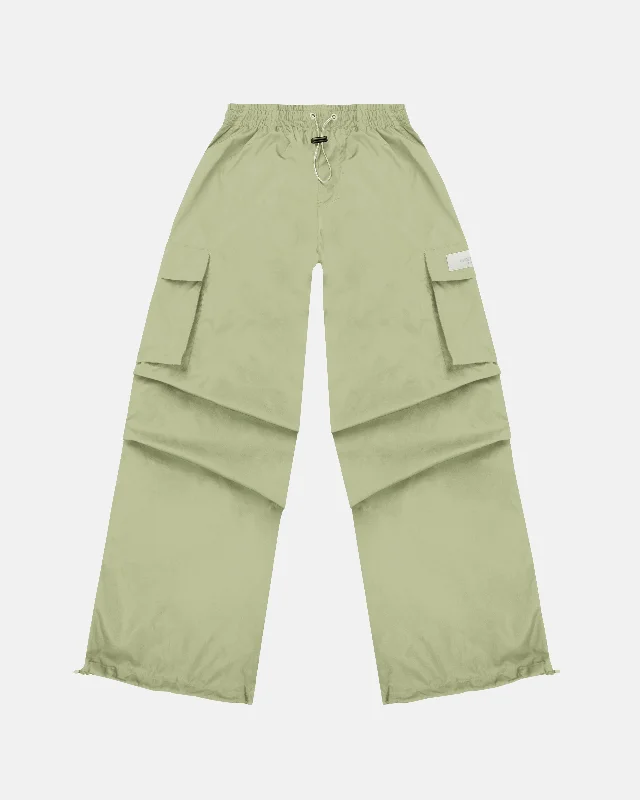 Basics Parachute Cargo Pants Light Green Soft Sweatpants Style