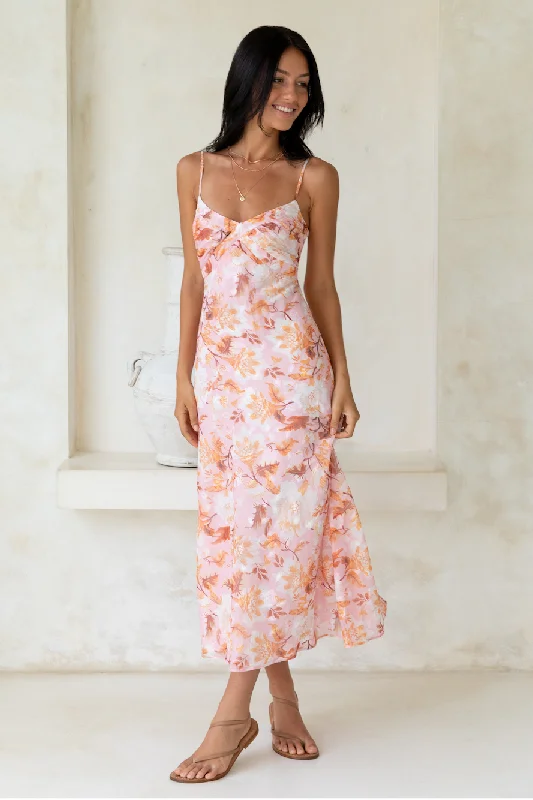 Bed Of Roses Maxi Dress Pink Comfortable T-Shirt Maxi Dress