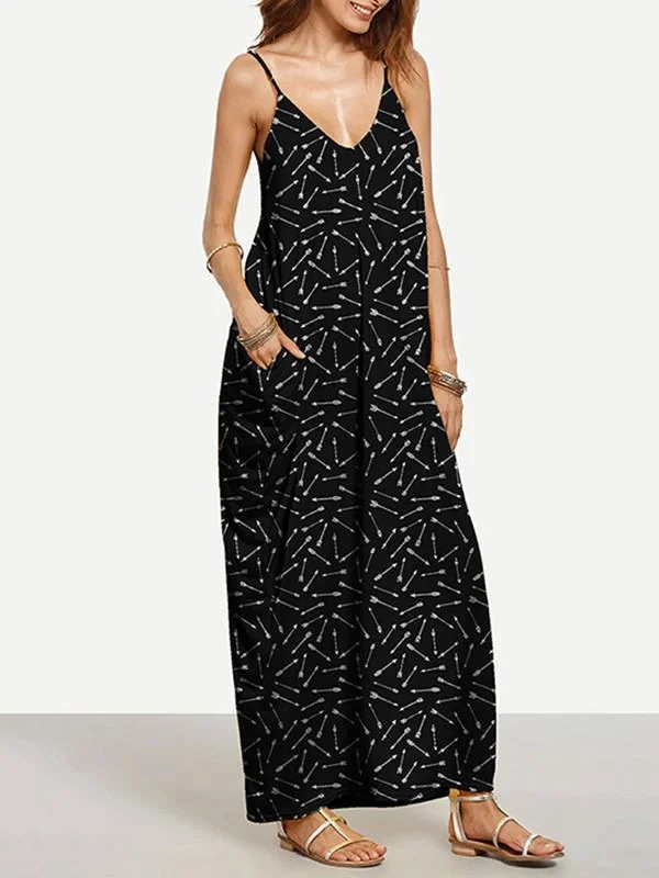 Cool Black Bohemia Spaghetti Straps V Neck Maxi Dress Fashionable Sheer Maxi Dress