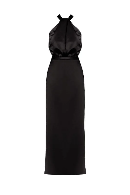 ELONA BLACK MAXI DRESS Comfortable Maxi Dress with Slits