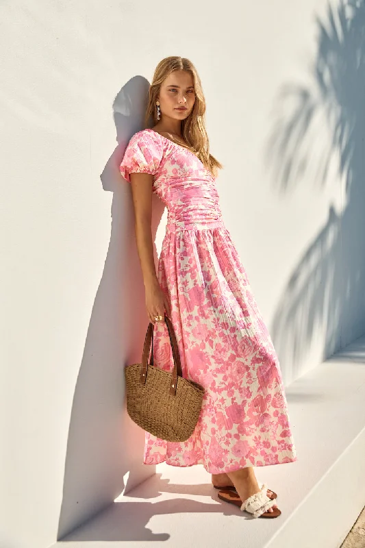 FORTUNATE ONE Garden Party Maxi Dress Pink Stylish Boho Maxi Dress