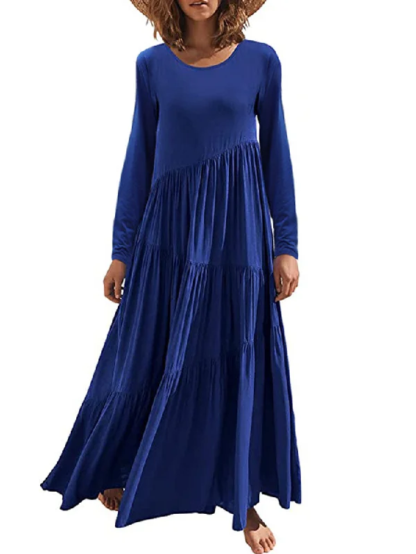 Long Sleeve Flowy Maxi Dresses Elegant Silk Maxi Dress