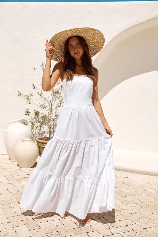 SEVEN WONDERS Bristol Maxi Dress White Comfortable Fit-and-Flare Maxi Dress