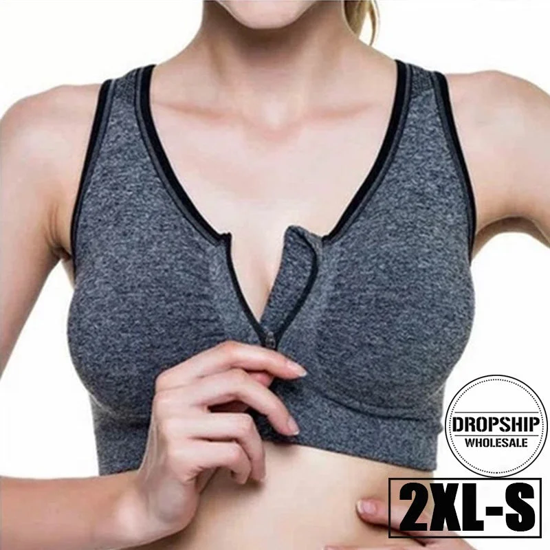 2019 HOT Sports Yoga BH Bra Front Zipper Top SEXY Women Fitness Push up Gym Running Shockproof Shirt Workout Fast Dry Vest 2XL-S Elegant Classic Vintage