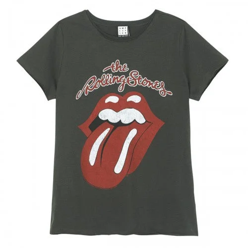 Amplified Womens/Ladies Vintage Tongue The Rolling Stones T-Shirt Mesh Blend Leather Blend Suede Blend