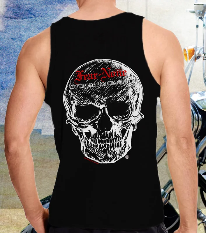 Mens Classic Big Skull Muscle Shirt Cotton Fabric Linen Fabric Terry Fabric