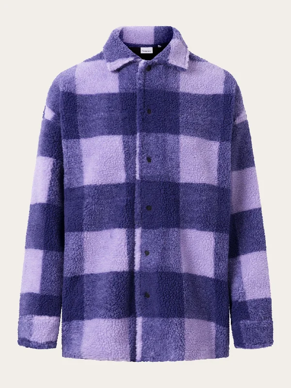 Checked teddy overshirt - Violet Tulip Fleece Nylon Spandex