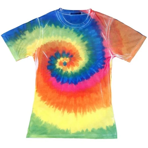 Colortone Womens/Ladies Short Sleeve Rainbow Tie Dye T-Shirt Lace Blend Ribbed Blend Corduroy Blend