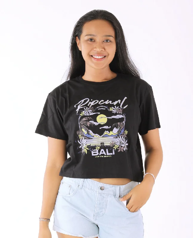 Cosmic Sky Crop Tee - Washed Black Bali Anti-Shrink Durable Soft