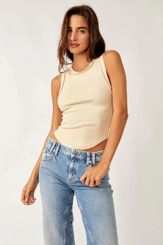 Free People Kate Tee - BLEACHED SAND Polka Dot Checkered Tartan