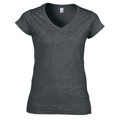 Gildan Womens/Ladies Softstyle Heather V Neck T-Shirt Nylon Fabric Polyester Fabric Spandex Fabric