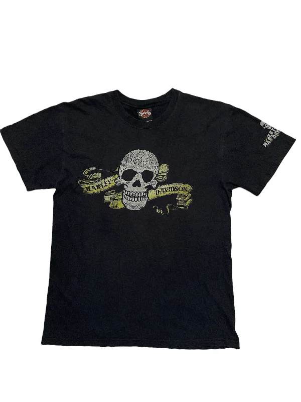 'Harley Davidson' Motorcycle Skull T-Shirt Wool Fabric Cashmere Fabric Tweed Fabric