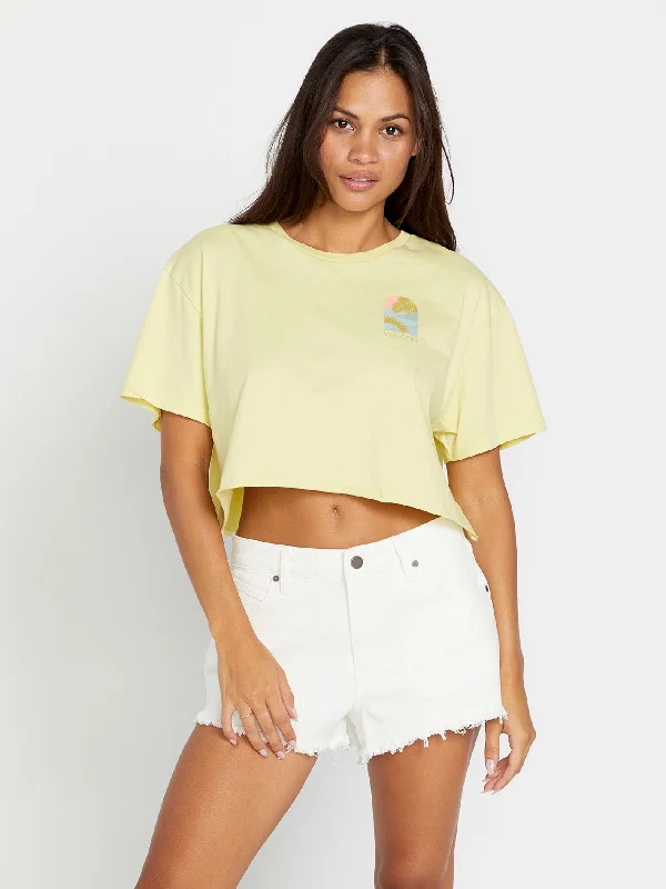 Just A Trim Short Sleeve Shirt - Faded Lemon Collared Crew Neck Turtle Neck