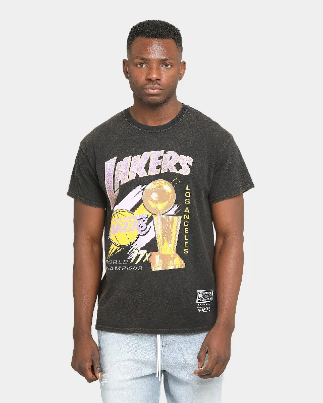 Mitchell & Ness Los Angeles Lakers 17 Times Champ T-Shirt Faded Black Faux Fur Fabric Real Fur Fabric Shearling Fabric