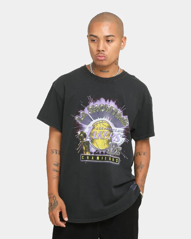 Mitchell & Ness Los Angeles Lakers Showtime 17X Champ T-Shirt Vintage Black Chenille Fabric Brocade Fabric Lace Fabric