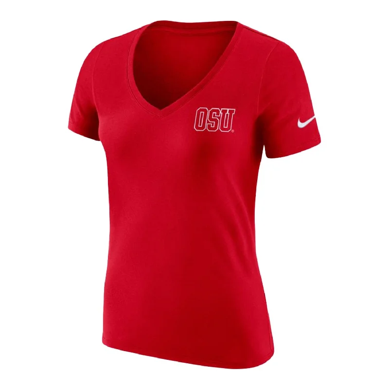 Ladies Ohio State Buckeyes Nike V-Neck Shirt Basic T-Shirt Crew Neck Short Sleeve