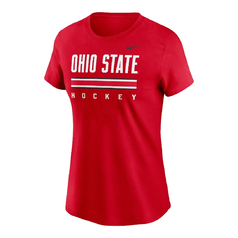 Ladies Ohio State Buckeyes Cool Fan Hockey Scarlet T-Shirt Seamless Knitted Crochet