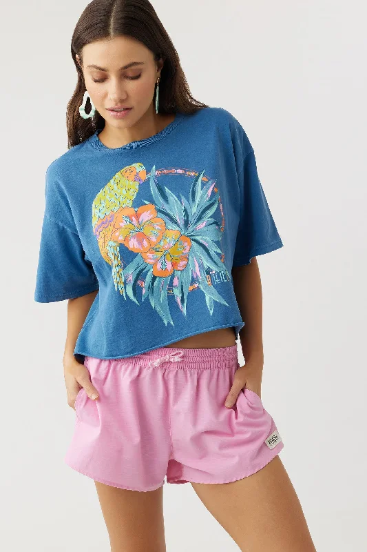 PARROTS OVERSIZED CROP TEE Solid Color Striped Floral