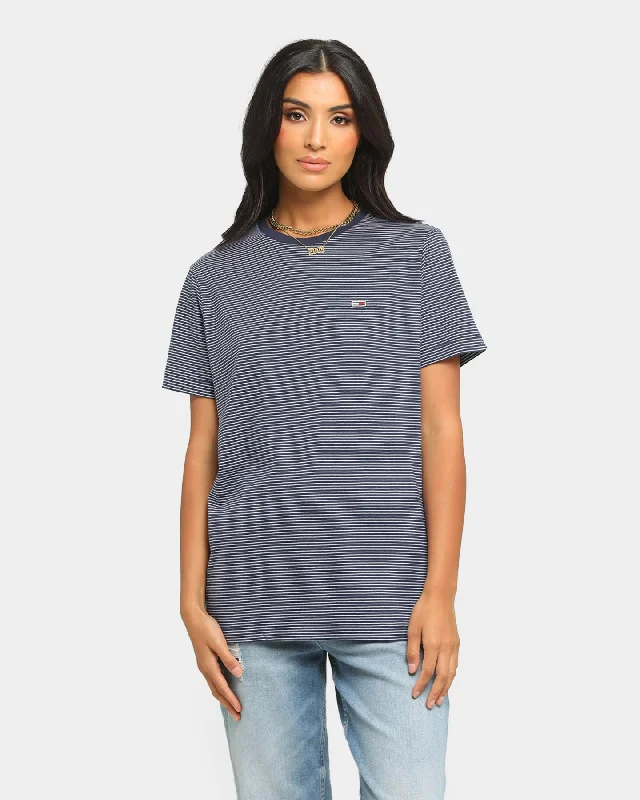 Tommy Jeans Essential Stripe T-Shirt Twilight Navy/White Boxy Fit Fitted Loose