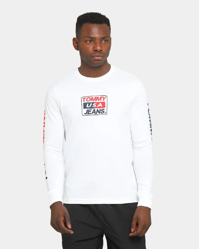 Tommy Jeans Long Sleeve USA T-Shirt White Fashionable Trendy Casual