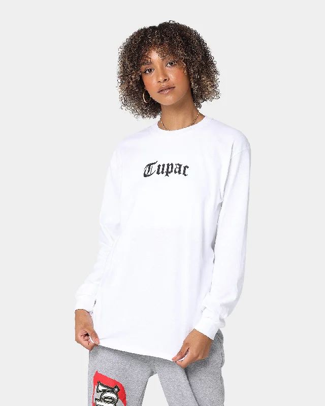 Tupac Cali Love Motorbike Long Sleeved  T-Shirt White Satin Fabric Silk Fabric Chiffon Fabric