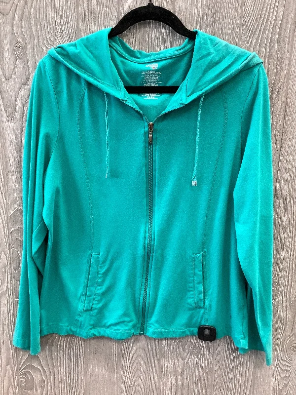 Athletic Jacket By Danskin In Green, Size: Xl Fleece Fabric Down Fabric Feather Fabric